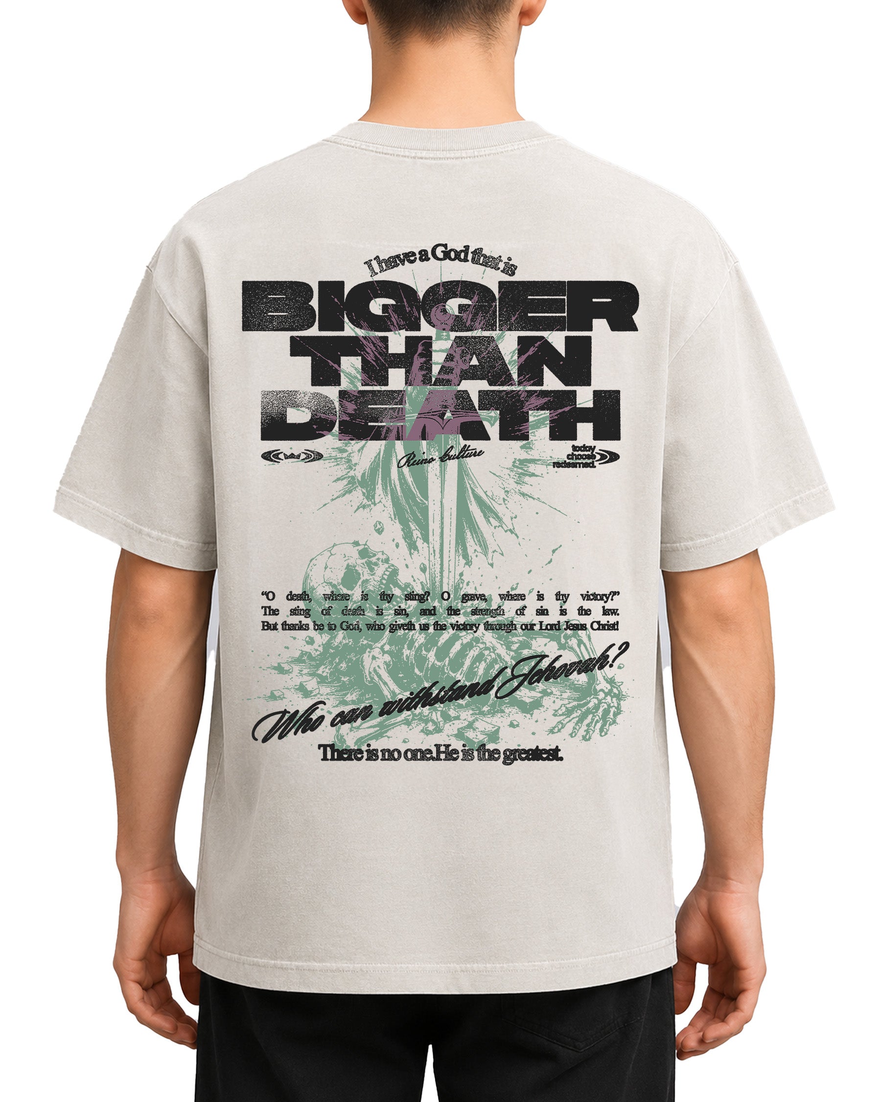 'Bigger Than Death' Vintage Washed Oversized T-Shirt