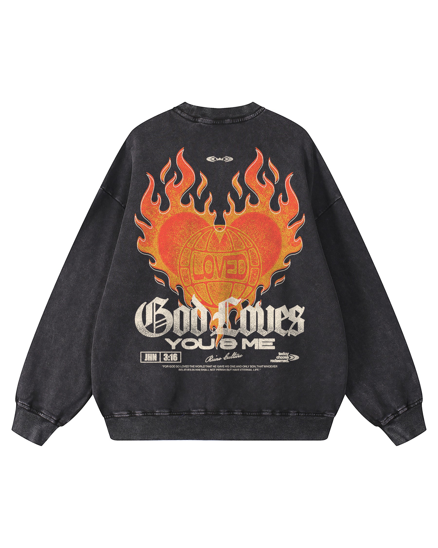 'God Loves' Snow Washed Oversized Sweatshirt