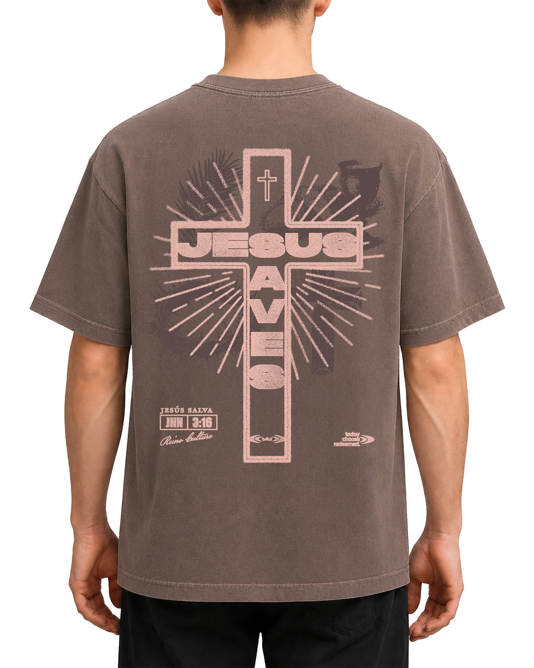 'Jesus Saves ' Vintage Washed Oversized T-Shirt